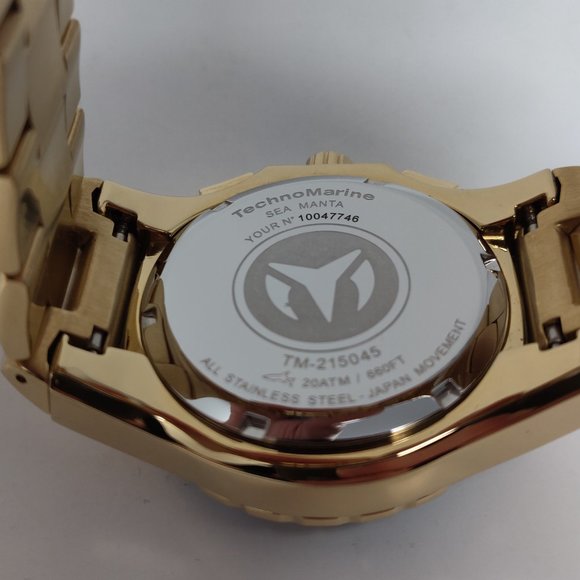 Technomarine Sea Manta Blue Dial Gold Tone Watch - Picture 5 of 6